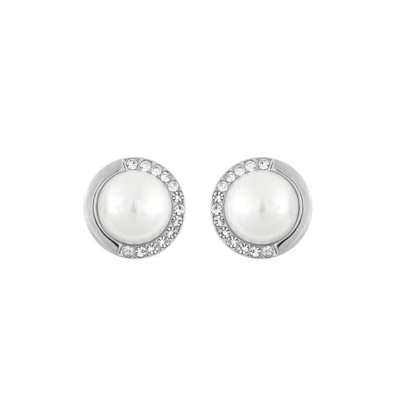 Celine Faux Pearl Stud Earrings | Silver Plated