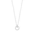 East Round Pendant Necklace | Silver Plated with Cubic Zirconia