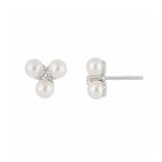 Eira Triple Pearl Earrings | Silver Plated