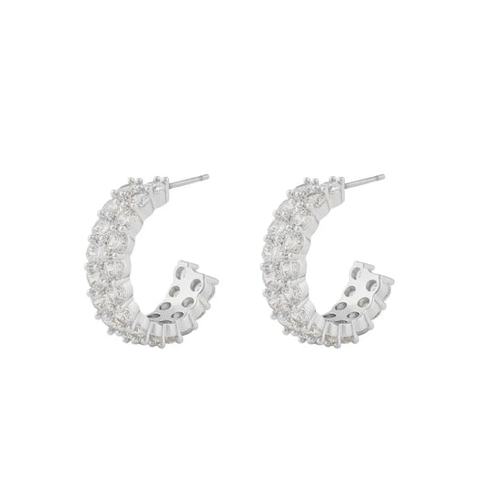 Fanny Double Ring Earrings | Silver Plated