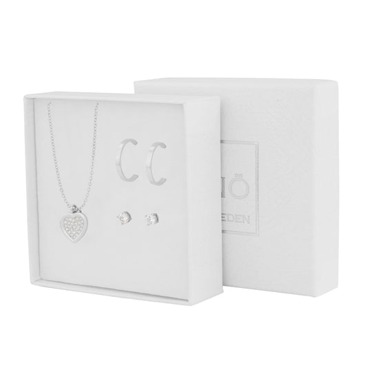 Judy Necklace & Earrings Set | Silver Plated with Cubic Zirconia
