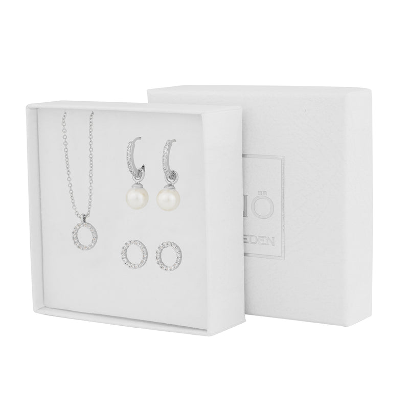 Judy Necklace & Earrings Set | Silver Plated with Freshwater Pearl
