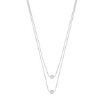Karan Pearl Pendant Double Chain Necklace | Silver Plated | 42cm