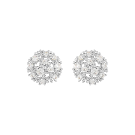 Lucy Sparkling Flower Pendant Earrings | Silver Plated with Cubic Zirconia