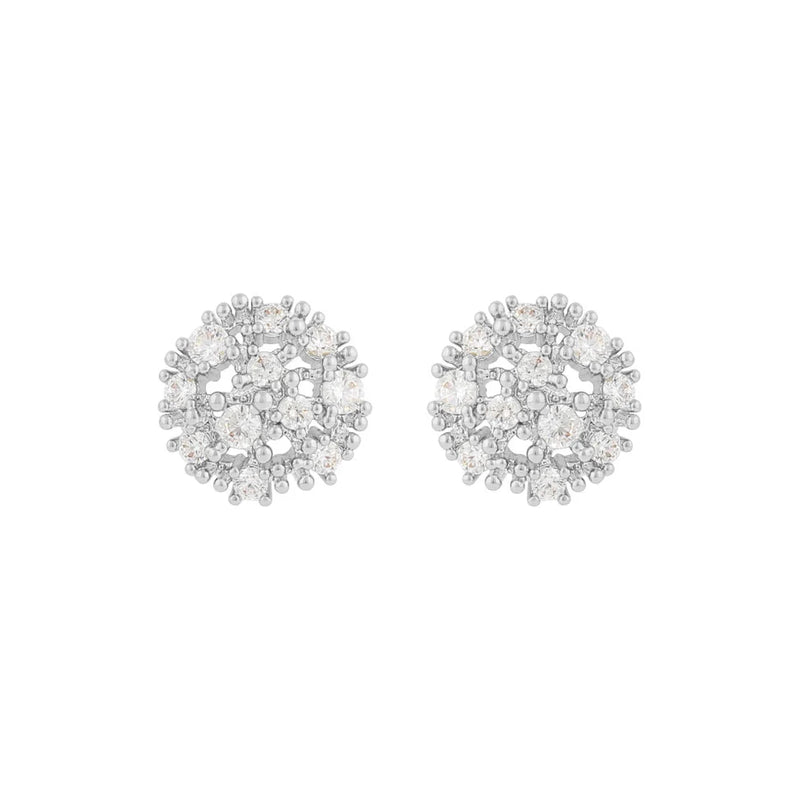 Lucy Sparkling Flower Pendant Earrings | Silver Plated with Cubic Zirconia