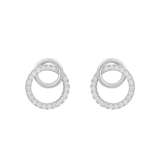Mona Infinity Circle Earrings | Silver Plated with Cubic Zirconia