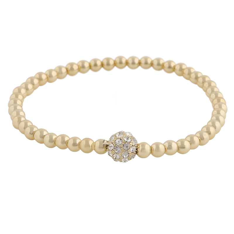 Mysk Elastic Beaded Bracelet | Gold Plated