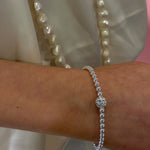 Mysk Elastic Beaded Bracelet | Silver Plated