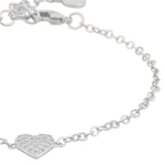 North Heart Chain Bracelet | Silver Plated with Cubic Zirconia