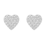 North Mini Heart Earrings | Silver Plated with Cubic Zirconia