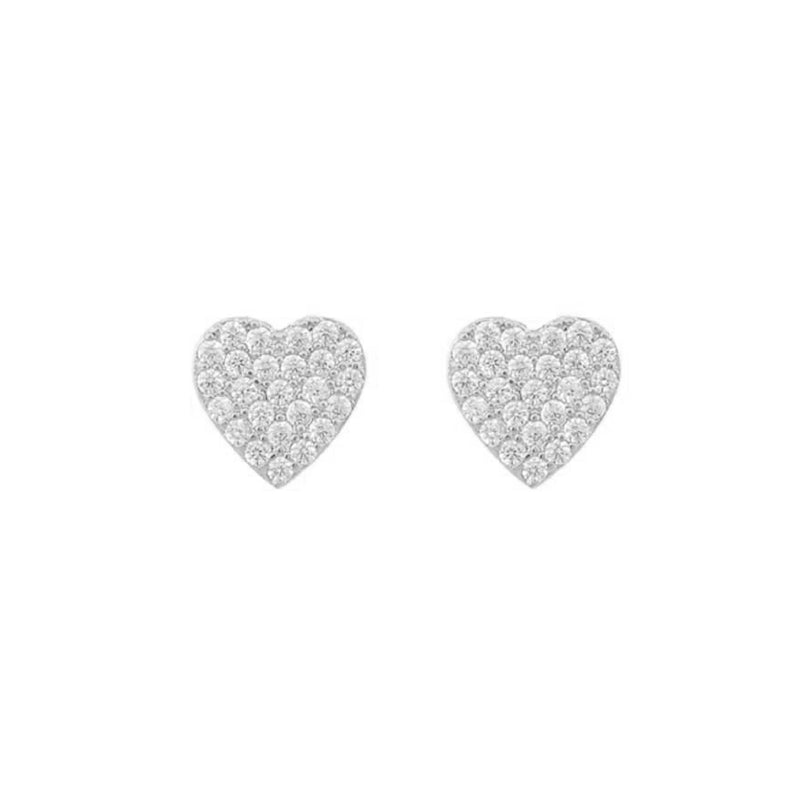 North Mini Heart Earrings | Silver Plated with Cubic Zirconia