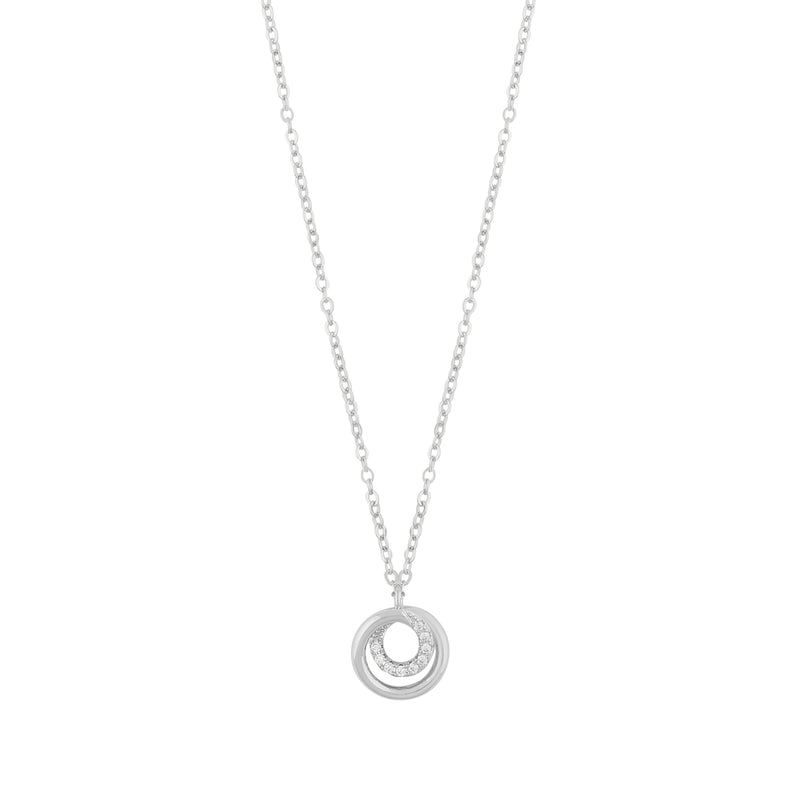 Paris Spiral Ring Pendant Necklace | Silver Plated