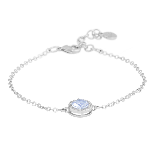 Seine Blue Cubic Zirconia Chain Bracelet | Silver Plated