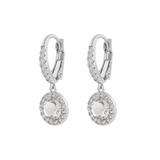Seine Oval Drop Earrings | Silver Plated with Cubic Zirconia