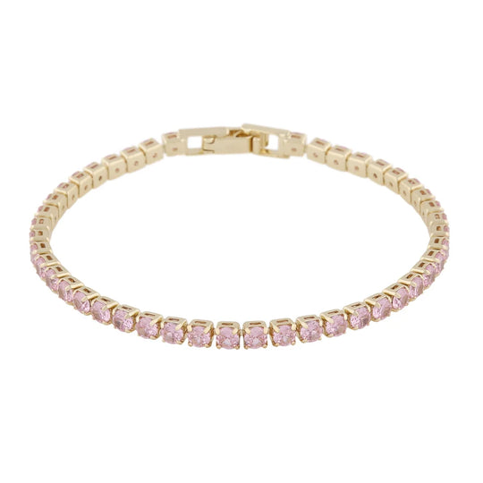 Siri Pink Stone Tennis Bracelet | Gold Plated