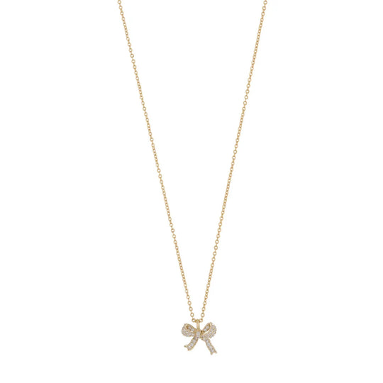 Stina Bow Pendant Necklace | Gold Plated with Cubic Zirconia
