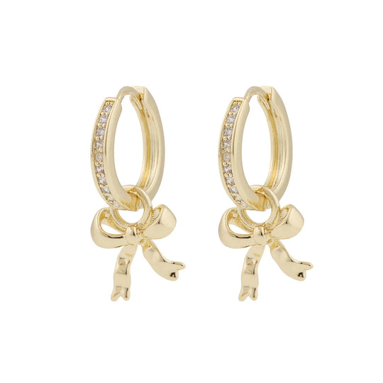 Stina Bow Ring Earrings | Gold Plated with Cubic Zirconia