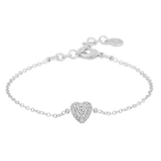 Stina Heart Chain Bracelet | Silver Plated with Cubic Zirconia