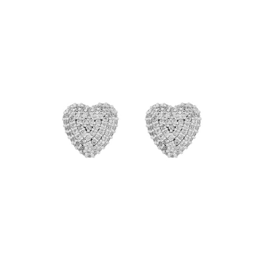 Stina Heart Stud Earrings | Silver Plated with Cubic Zirconia