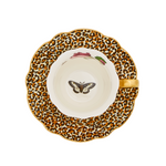 Creatures of Curiosity Fluted Teacup & Saucer | Floral/Leopard