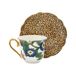 Creatures of Curiosity Fluted Teacup & Saucer | Floral/Leopard