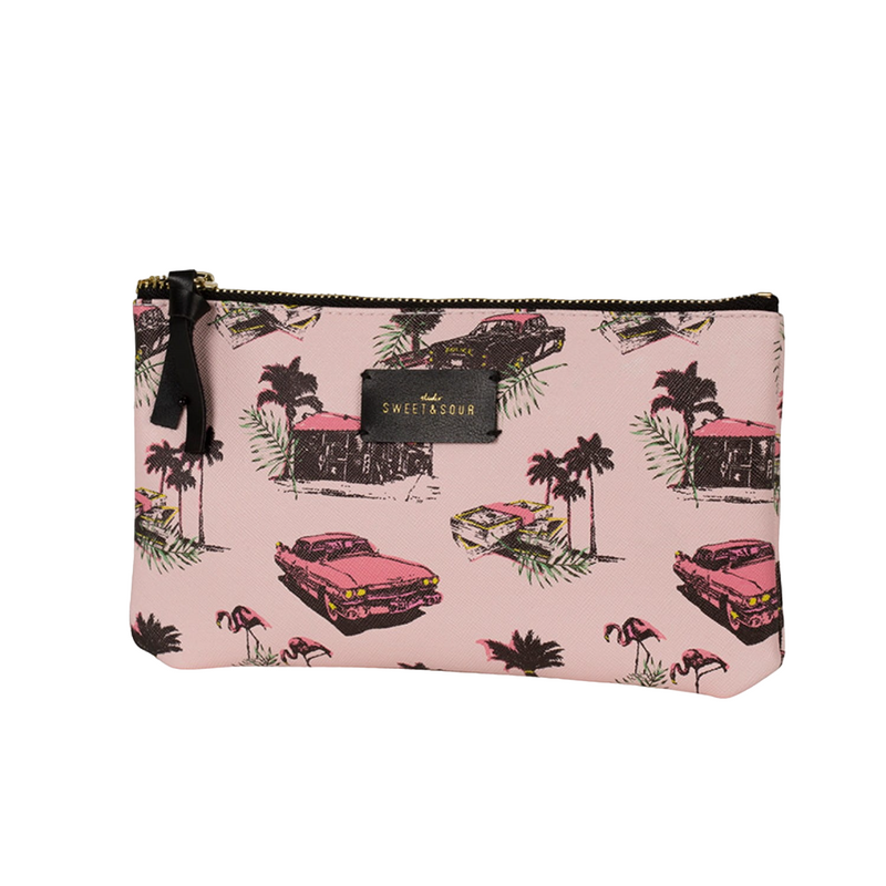 Cadillac & Flamingo Makeup Bag | Pink