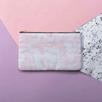 Flat Makeup Bag | Pink & White Marble | Small