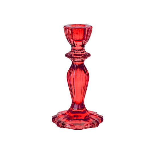 Festive Boho Taper Candle Holder | Red | 16cm