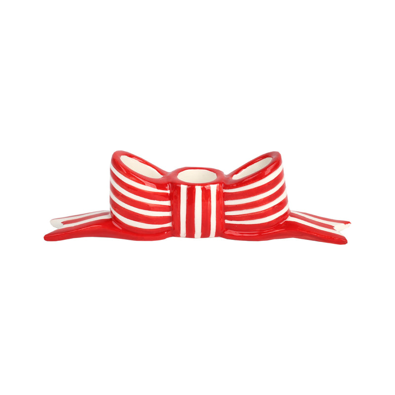 Festive 3-Taper Bow Candle Holder | Red & White | 160cm