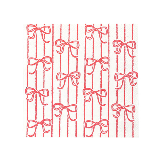 Festive Bow Napkins | Red & White | Set of 20