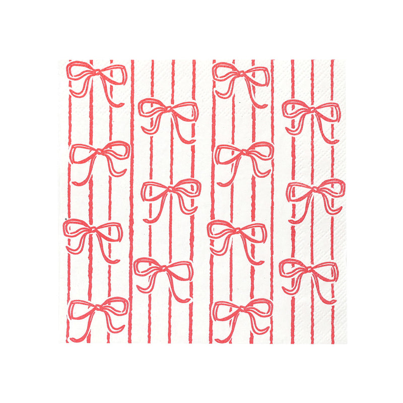 Festive Bow Napkins | Red & White | Set of 20