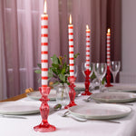 Festive Striped Taper Candle | Red & White | 28cm