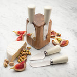 Ceramic Cheese Knife Set with Magnetic Acacia Block | 4 Piece