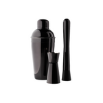 Taproom Cobbler Cocktail Shaker Set | Black | 3 Piece