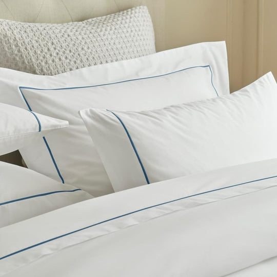 Savile Cord 220 Bed Linen | White/Blue