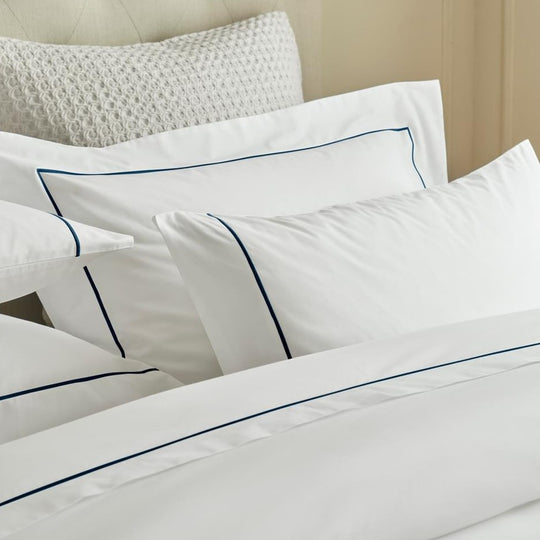 Savile Cord 220 Bed Linen | White/Navy