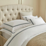 Savile Edge 220 Bed Linen | White/Storm Grey