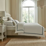 Savile Edge 220 Bed Linen | White/Storm Grey