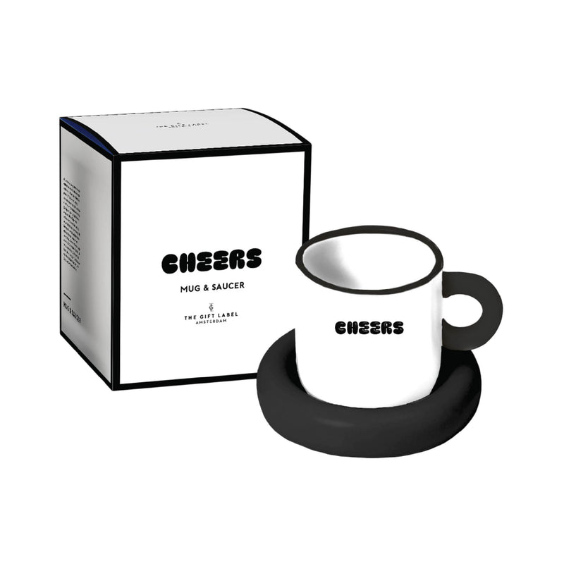 'Cheers' Mug & Saucer Set