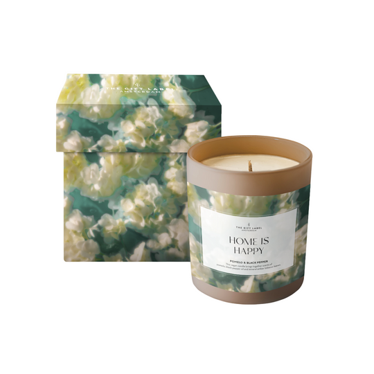 'Home Is Happy' Glass Candle | Pomelo & Black Pepper | 225g
