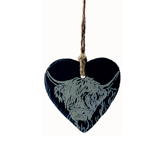 Hanging Highland Cow Decoration | Slate