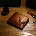 Stag Engraved Leather Wallet | Brown