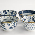 Flora Japonica Rice Bowl Set | Blue & White | 4 Piece