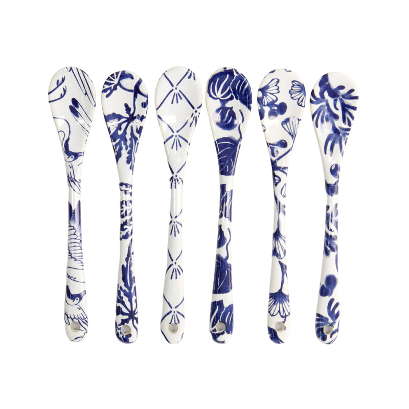 Flora Japonica Rice Spoon Set | Blue & White | 6 Piece