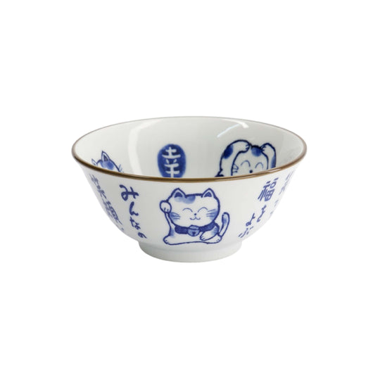 Kawaii Wise Cat Tayo Bowl | Blue & White | 15cm