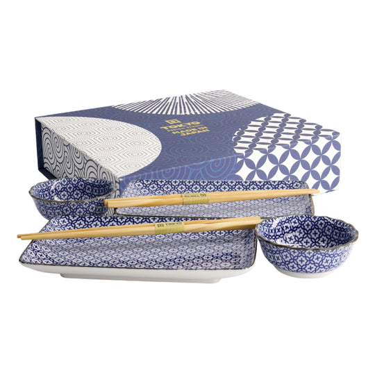 Sashiko Sushi Set | Blue & White | 6 Piece