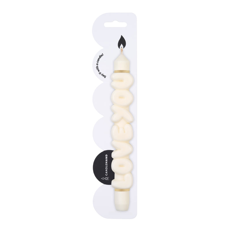 'Love You' Taper Candle | White