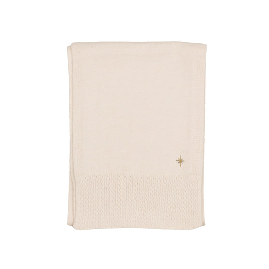 Women's Cable Knit Scarf with Star Detail | Cream