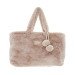 Women's Constellation Faux Fur Shoulder Bag with Pom Poms | Cream