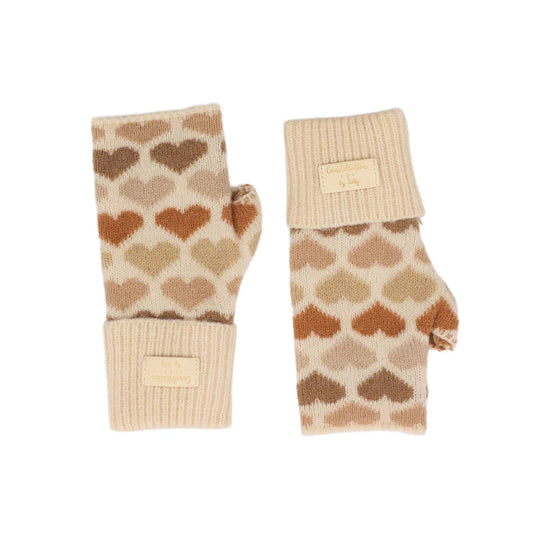 Women's Constellation Fingerless Gloves | Taupe Hearts